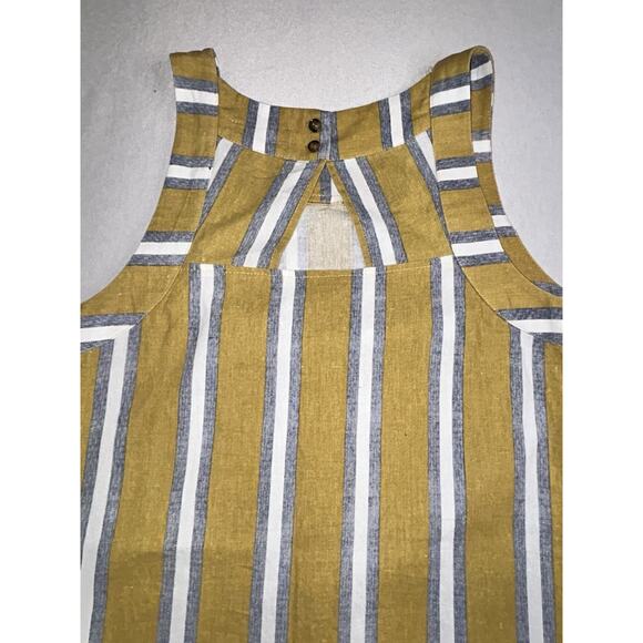 Karlie Womens Dress Sundress Yellow Blue Striped Straps Coastal Boho Beach Sz M - Picture 3 of 7